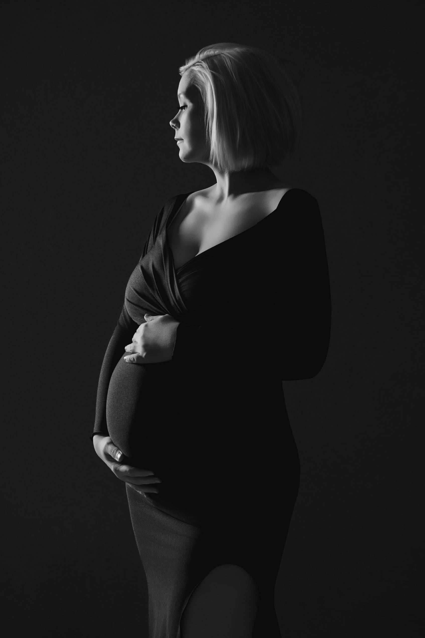 Fine-art maternity portrait in the studio