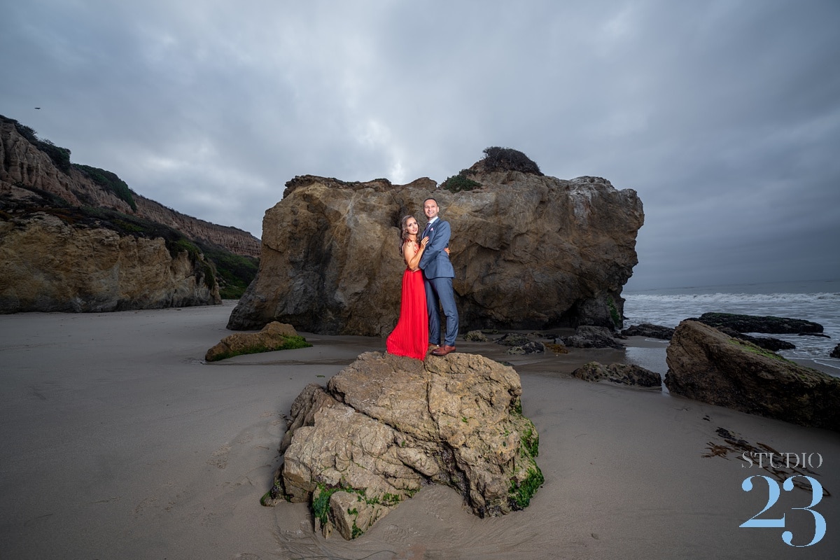 A Couple posing at El Matador Beach