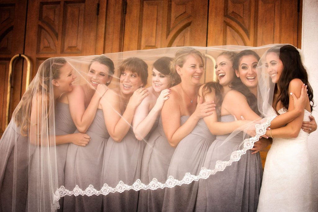 A fun photo of bridesmaids at a Los Angeles Wedding